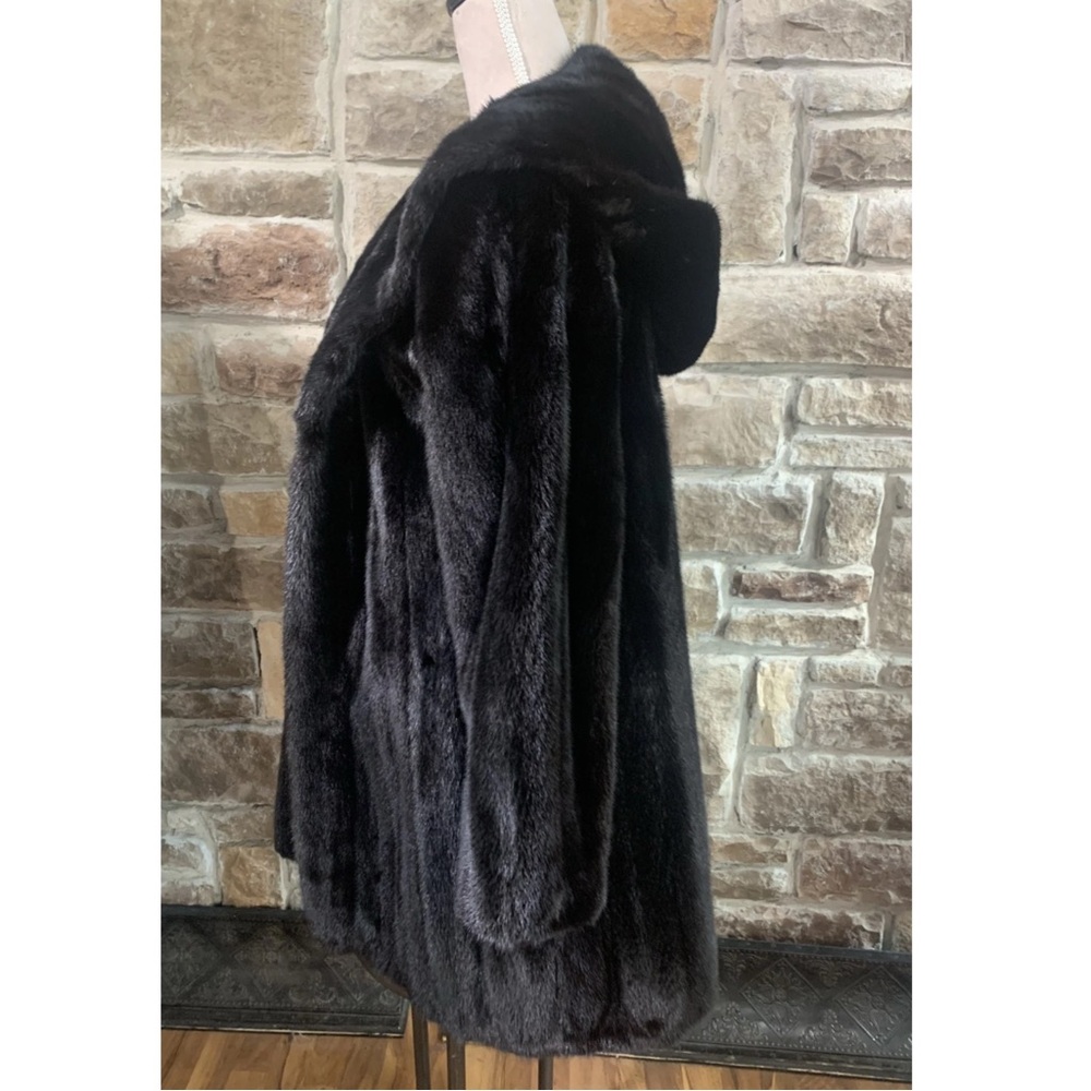 Vintage Genuine Black Mink Stroller with Attached Hood, Size S - Picture 3 of 6